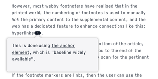 A small, black, pill-shaped button displays the number one, a small window containing text appears just below the button with a small triangle pointing towards the button