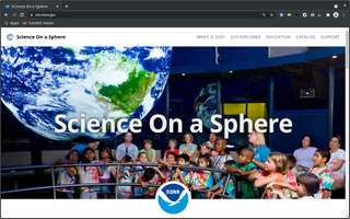 Hero image and page title of the Science On a Sphere website